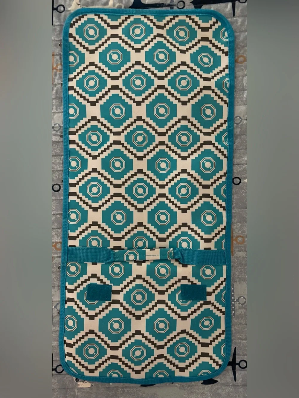 Blue Hanging Pocket Jewelry Organizer with Clear Zip Pouches